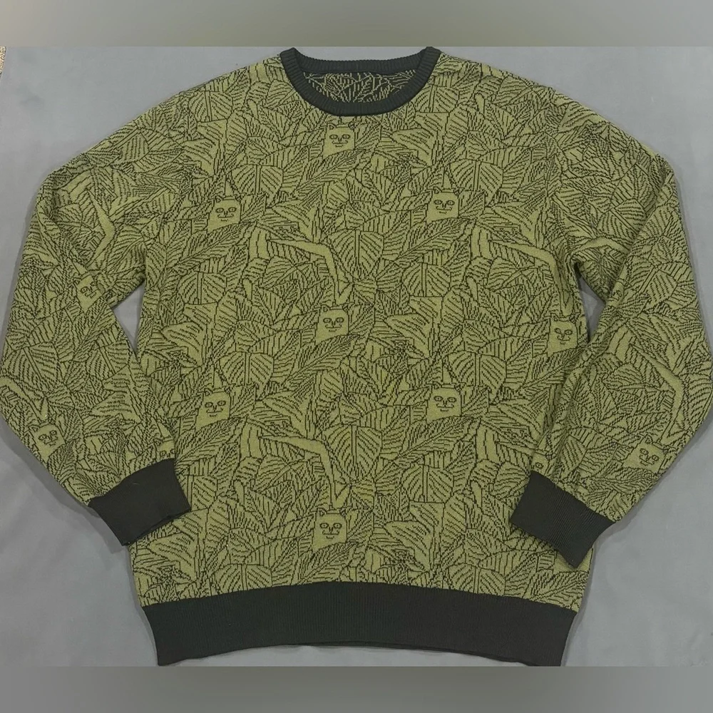 Ripndip Olive Leaf Pattern Crewneck Sweater - Picture 1 of 9